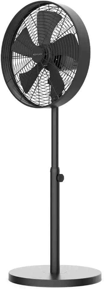 Newlux - Standventilator W1250 Smart mit 5 Flügeln mit Ø 40 cm, 3 Geschwindigkeiten und Kupfermotor, Standventilator mit 90-Grad-Oszillation, Neigung 80 Grad und Höhenverstellbar bis 125 cm (schwarz)