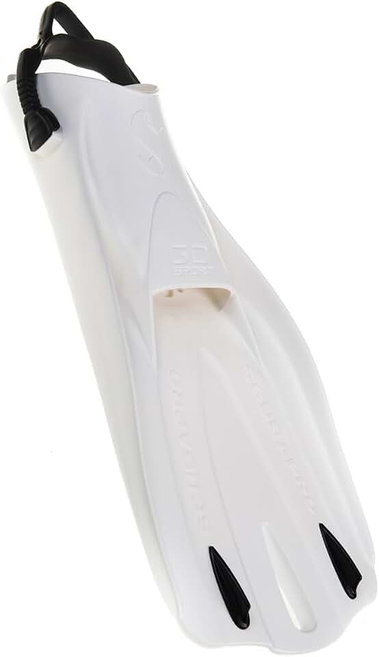 SCUBAPRO GO Sport Scuba Fin for Scuba Diving, Snorkeling and Swimming, with Bungee Open Heel Strap, Large, White
