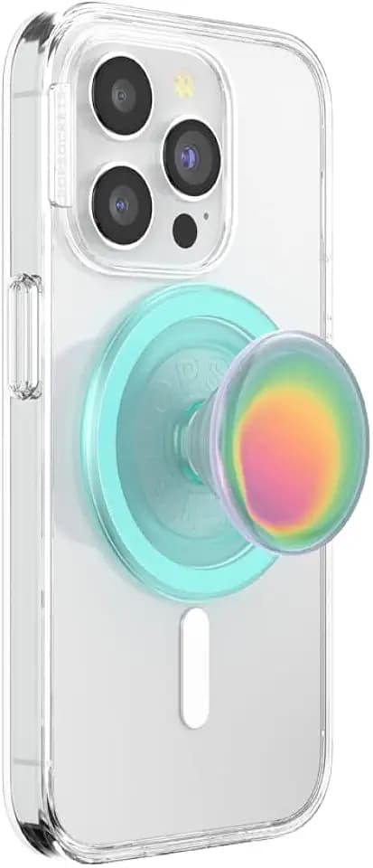 PopSockets: PopGrip Round für MagSafe - Inklusive Adapterring für MagSafe - Ausziehbarer Sockel und Griff mit einem Austauschbarem Top für Smartphones und Hüllen - Boca Aura