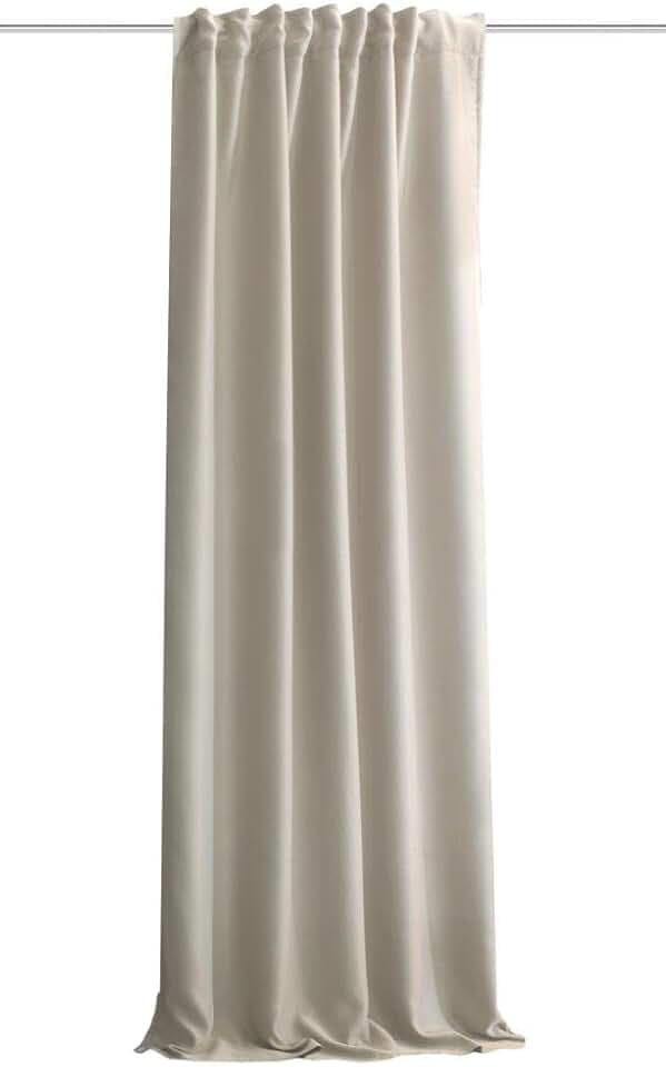 HOMEbasics | Akustikvorhang Uni | ACUSTICO | Lärm-, Hitze-, Kälte- und Zugluft-Schutz + abdunkelnd | Natur | 245 x 135 cm