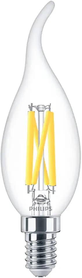 Philips Master Value LEDcandle E14 Kerzen-Filament, klar, 3,4 W, 470 lm, 927, sehr warmweiß, bessere Farbwiedergabe, dimmbar, entspricht 25 W