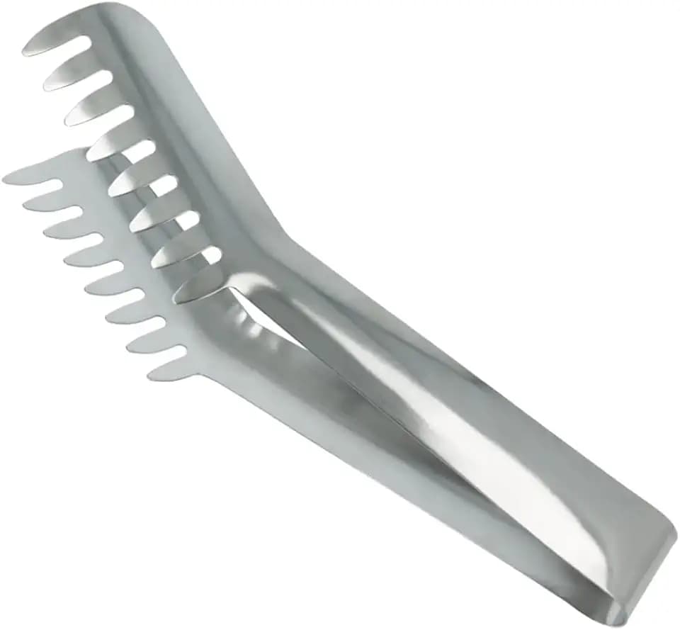 Metaltex Spaghettizange, Servierzange Edelstahl, 20cm, ergonomische Grillzange, Silber