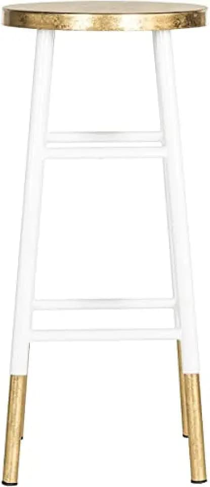 Safavieh Raymos Barhocker, lackiertes Metall, Weiß / Gold,34 X 34 X 76.2 cm