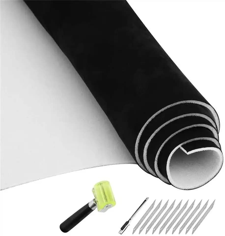 122"x60"Suede Headliner Fabric,Black Headliner Fabric with Foam Backing-Black Suede Headliner Material for Car/Truck/SUV/RV Interior Repair,Includes DIY Tools: Rubber Roller and Craft Knife