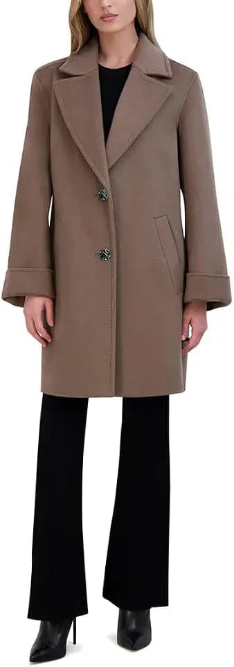 TAHARI Women's Sandra Wool Blend Topper Peacoat