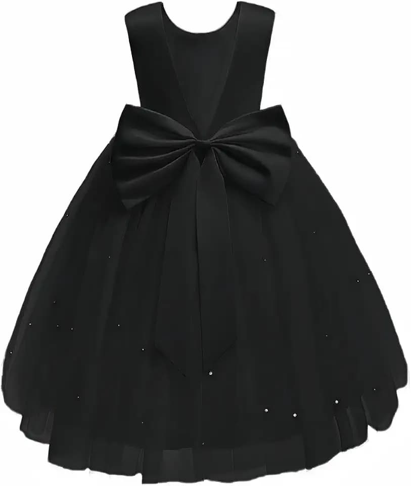 Flower Girls Wedding Dress Princess Birthday Party Satin V-Back Ball Gown Prom