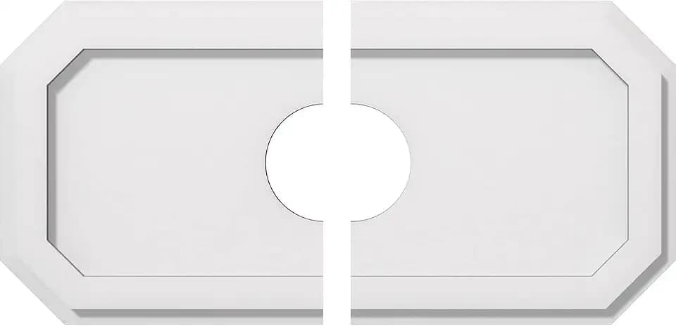 Ekena Millwork CMP22X11ED2-04000 Emerald Architectural Grade PVC Contemporary, Two Piece Urethane Ceiling Medallions 22"W x 11"H x 4"ID x 7 1/2"C x 1"P