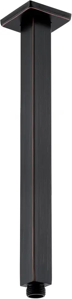 BESTILL 12 Inch Oil Rubbed Bronze Ceiling Mount Shower Arm and Flange, Square Rain Shower Arm