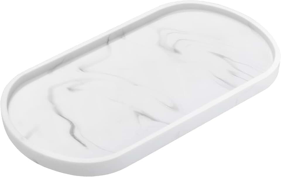 Luxspire 11,4" Ovales Bad-Ablagebrett für die Arbeitsplatte, Marmorweiß