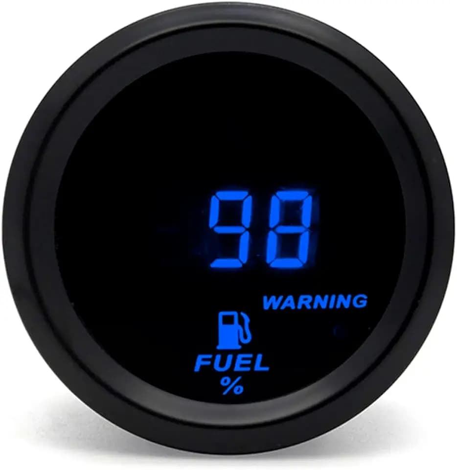 2 Inches 52mm Car Fuel Level Digital Gauge Automobile Blue Backlight Universal Meter (Fuel Gauge)