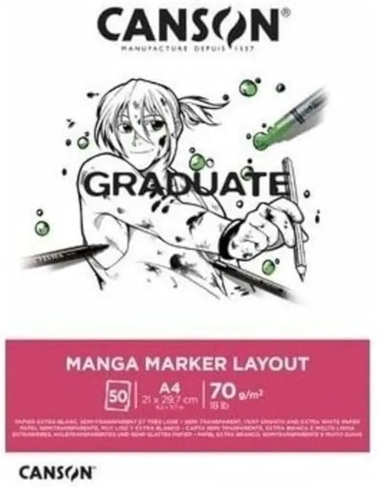 CANSON - Graduate – Manga Marker Layout – Block mit 50 Blatt – A3-70 g/m², weiß