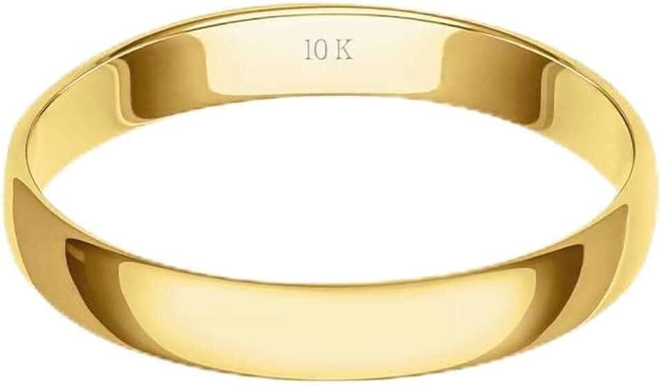 Men’s or Women's 10K or 14K Rose, White or Yellow Gold 3MM Classic Plain Simple Wedding Band by Brilliant Expressions