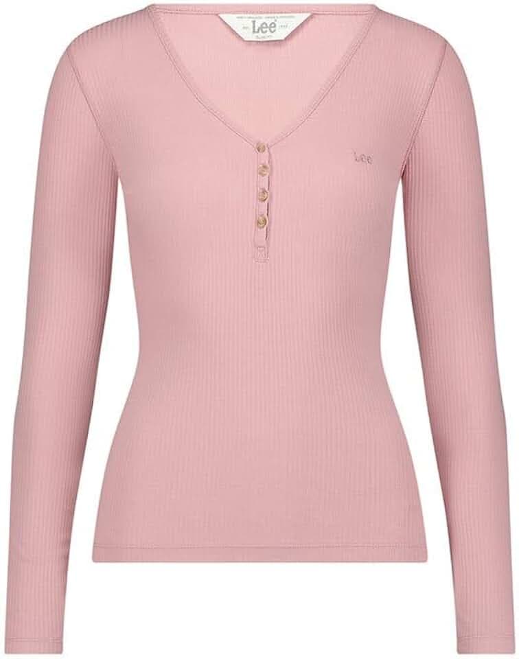 Lee - T Shirt Damen - Slim Fit - Ls Henley - Midcentury Blue