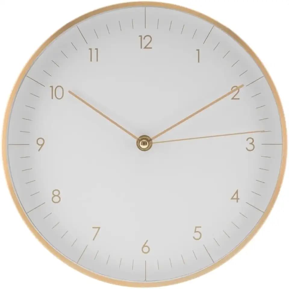 LUUK LIFESTYLE Moderne Quarz Wanduhr, Geräuschlos, 24,8cm, Weiß & Gold
