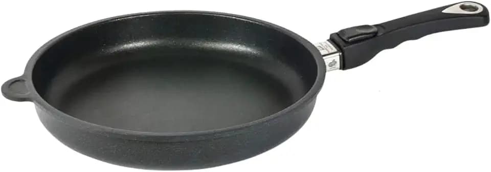 AMT Gastroguss Bratpfanne 28 cm Ø, 5 cm hoch, abnehmbarer Stiel, nicht induktionsgeeignet, Lotan® Antihaft-Veredelung, Gusspfanne (Aluguss), AMZN-528-Z20B