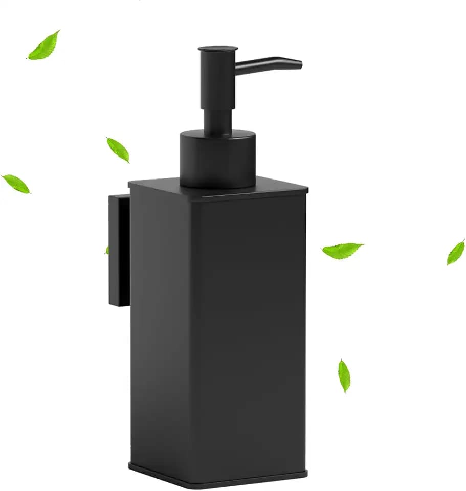BVL Seifenspender Wandbefestigung, Seifenspender Schwarz Wandmontage, Soap Dispenser Eckig 240ML, Duschgel Spender