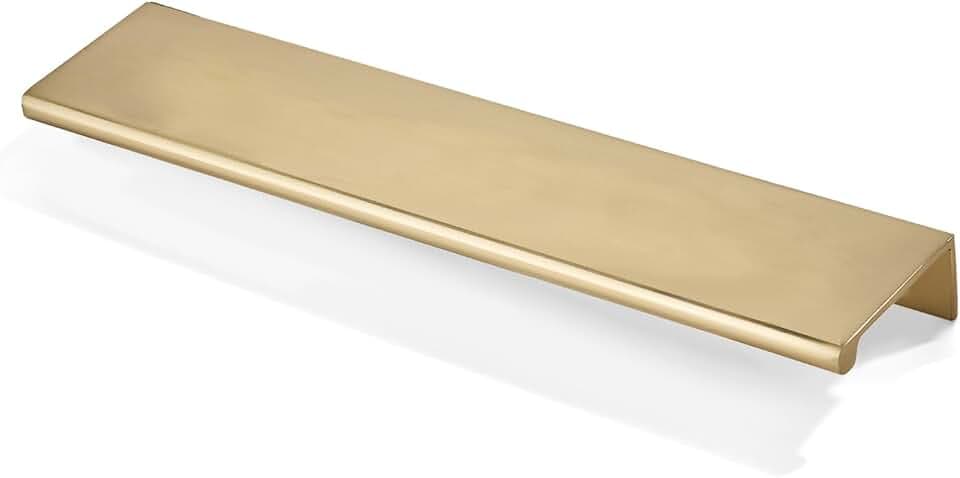 khtumeware 10 Pack 8 inch(203mm) Hole Center Champagne Bronze Finger Edge Pull Solid Zinc Drawer Pull Hidden Edge Treatment Hardware Honey Bronze Finger Pull Kitchen Drawer Hardware