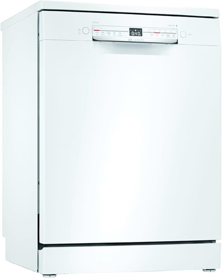 Bosch SMS2ITW33E Serie 2 Freistehender Geschirrspüler/E / 60 cm/Weiß / 92 kWh/100 Zyklen / 12 MGD/Silence/Extra Trocknen/VarioBesteckkorb/Home Connect