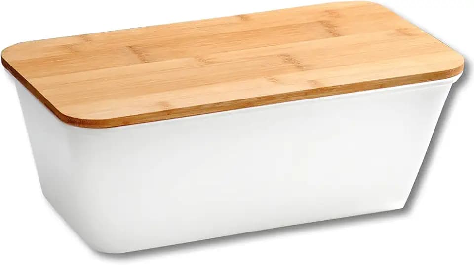Kesper | Brotbox, Material: Kunststoff, Bambus, Maße: B: 35 x H: 13,5 x T: 20 cm, Farbe: Weiß, Braun | 58490