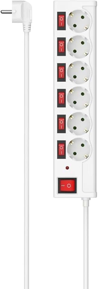 Hama Steckdosenleiste mit Schalter, 6-Fach, 1,4m Kabel, einzeln schaltbar