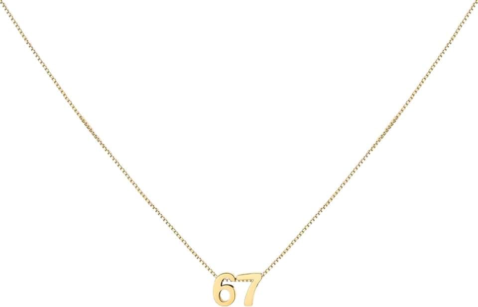 Gold Number Necklace for Women 18K Gold Plated Small Cute Pendant with Box Chain Choker Necklace Personalized Jewelry Birthday Gift for Her