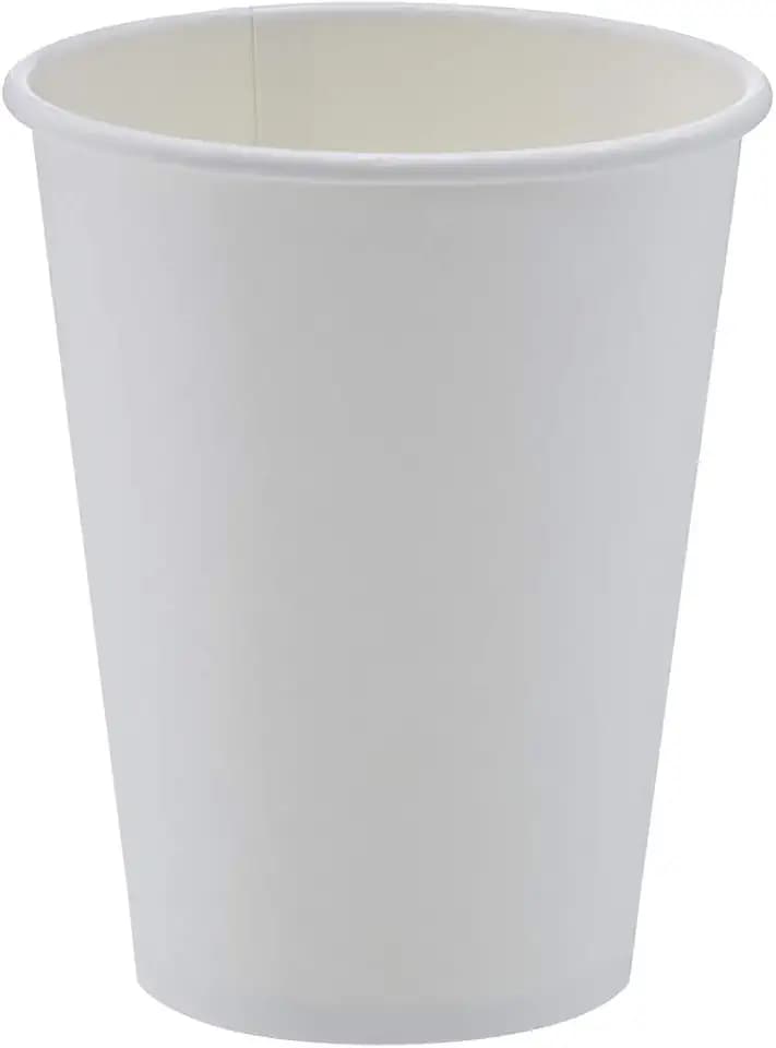 Amazon Basics Disposable Compostable Paper Coffee Cups for Hot & Cold Beverages, Leak-Proof, 12 Ounces, White, 1000 Count
