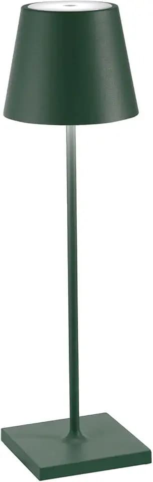 Zafferano, Poldina Pro Lampe, Kabellose, Wiederaufladbare Tischlampe mit Touch Control, Auch für den Außenbereich Geeignet, Dimmer, 2200-3000 K, Höhe 38 cm, Farbe Dunkelgrün