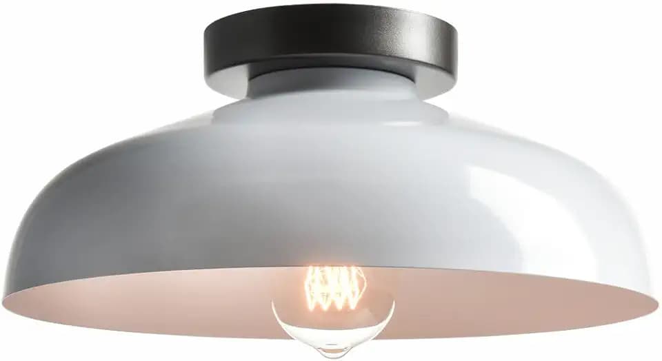DIRYZON Industrial 12-Inch White Semi Flush Mount Ceiling Light