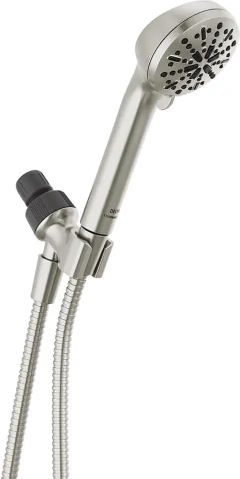 DELTA FAUCET -faucet 4-Spray Handheld Shower Head, Brushed Nickel Shower Head with Hose, Showerheads & Handheld Shower, Shower Head, Detachable Shower Head 1.75 GPM, Brushed Nickel 75413SN, Stainless
