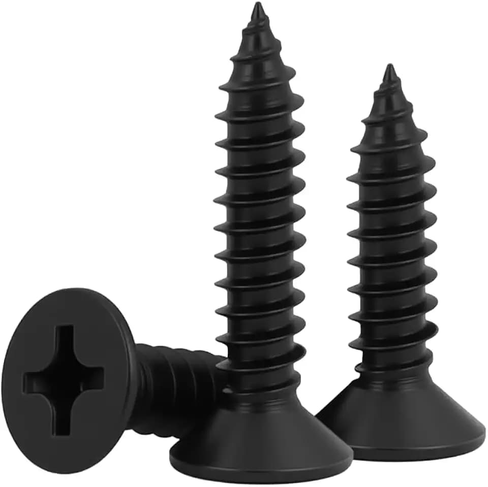 #8 x 1-1/2" (80 Pack) Flat Head Sheet Metal Screws Phillips Drive Self-Tapping Wood Screws, Black Oxide 304 Stainless Steel Screw (18-8), Corrosion Resistant Screws