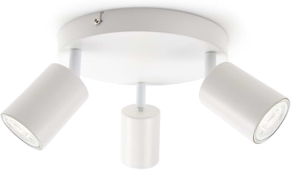 da LIGHT LED Deckenlampe 3-flammig, Dreh und Schwenkbar Deckenstrahler Spotleuchte Wandspot GU10 (ohne Leuchenmittel) Retro/Vintage Deckenleuchte 230V Weiß für Wohnzimmer Schlafzimmer Küchen