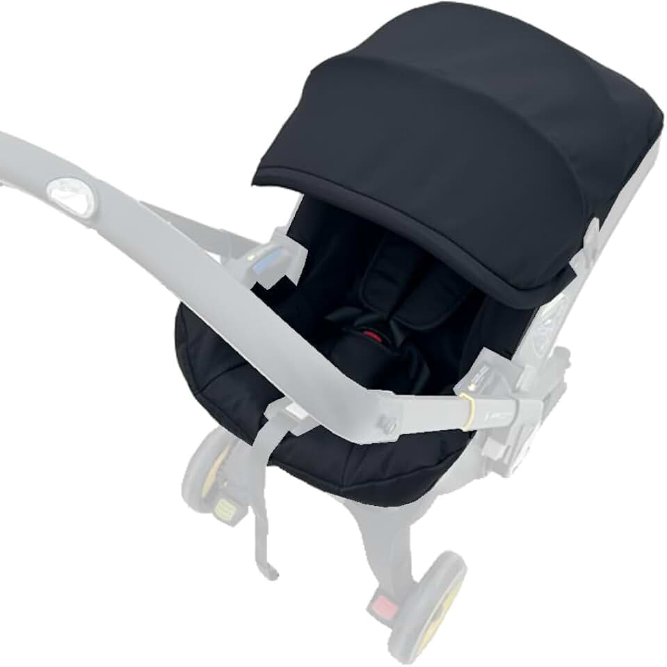 Stroller Accessory Washing Kit Textile Set, Colorful Canopy & Water Resistance Soft Cushion Compatible with DOONA Strollers (Fashion Black)