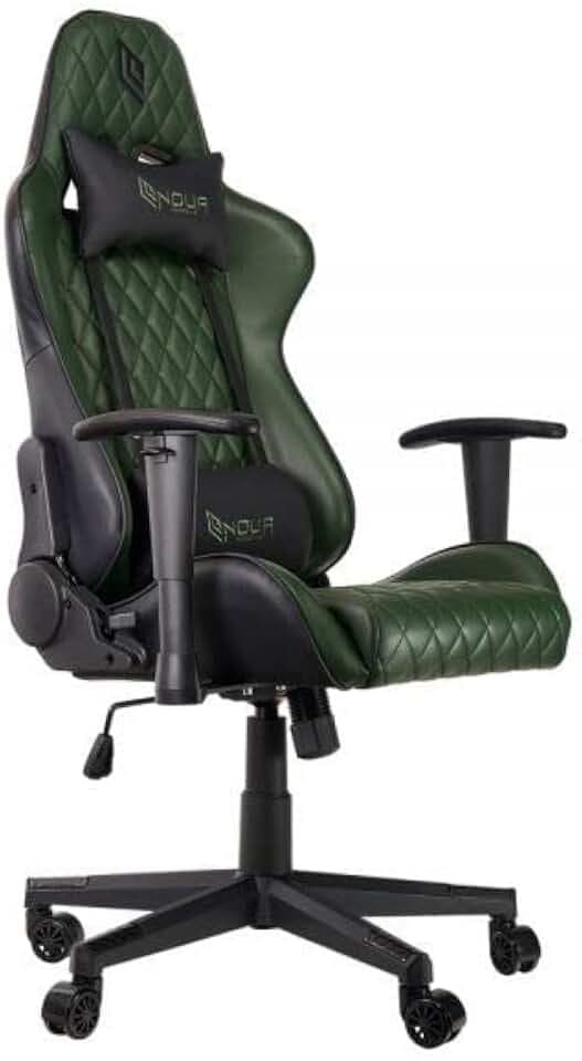 Noua Kui K7 Gaming-Stuhl für Büro, Computer, Drehsessel, 2D-Armlehnen, Rückenlehne und Höhe, verstellbar, Lenden- und Kopfstütze, Belastbarkeit von 150 kg, Militärgrün