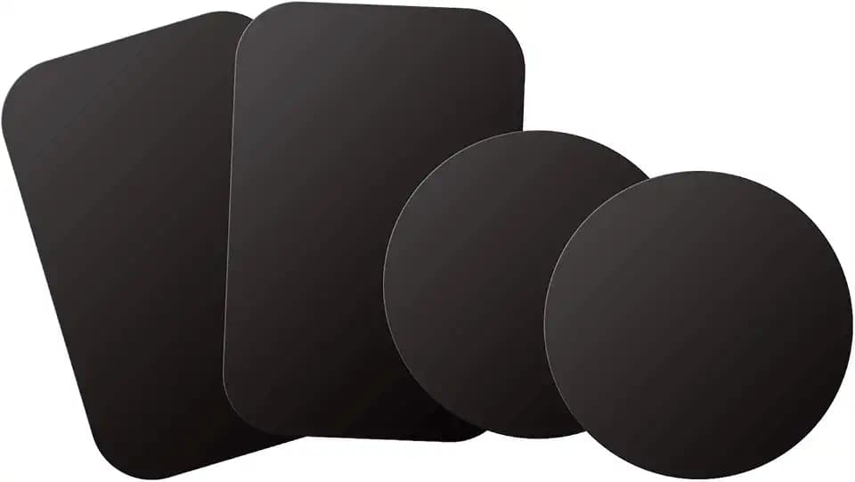 Mount Metal Plate with Adhesive for Magnetic Cradle-Less Mount by WixGear - X4 Pack 2 Rectangle and 2 Round (Compatible with Magnetic mounts) (Black)