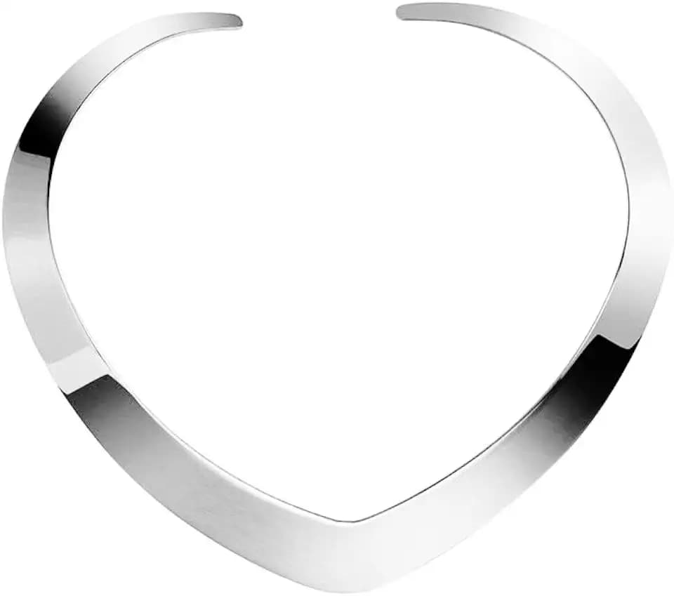 High Polished Stainless Steel Necklace Love Choker Heart Shape Women Statement Jewelry