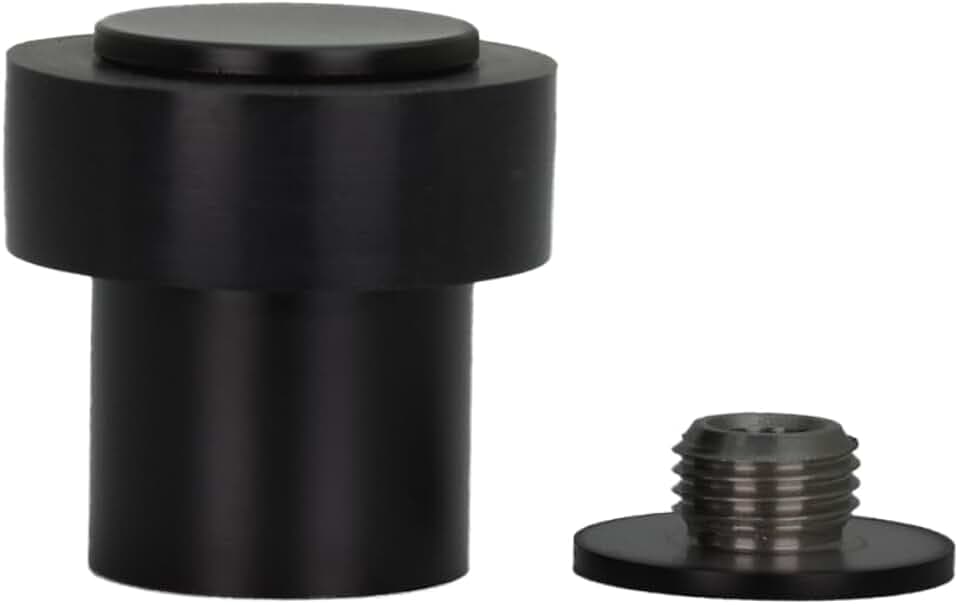 EVI Herrajes | Türstopper | Edelstahl | 24 x 35 mm | Schraubsockel | schwarz lackiert | inklusive Schrauben + Spanndübel | Mod. I-199/24X35-CBNG