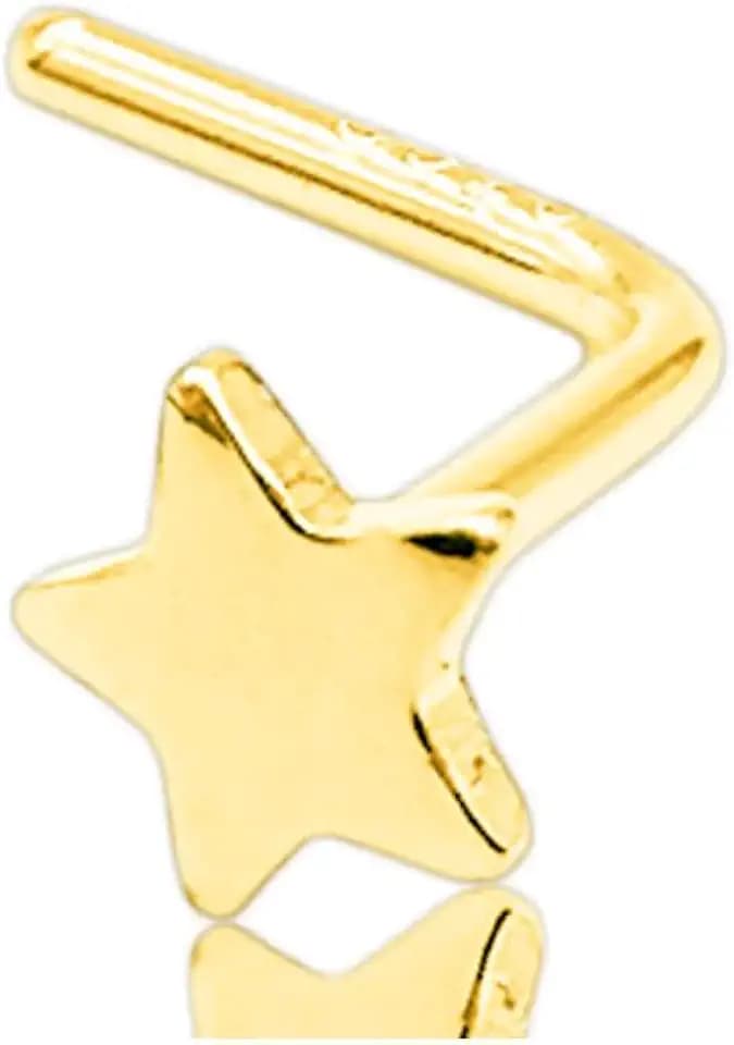 18K Gold Plated Star Nose Rings for Women 925 Sterling Silver Nose Studs L Shaped 20G Nose Ring Stud Short Nose Piercing Nostril Jewelry