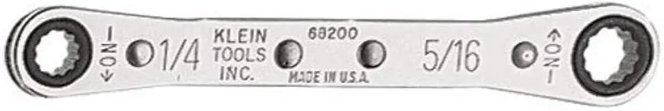 Klein Tools 68200 Ratcheting Box Wrench, Made in USA, 1/4-Inch x 5/16-Inch with Reverse Ratcheting and Chrome Plated Finish