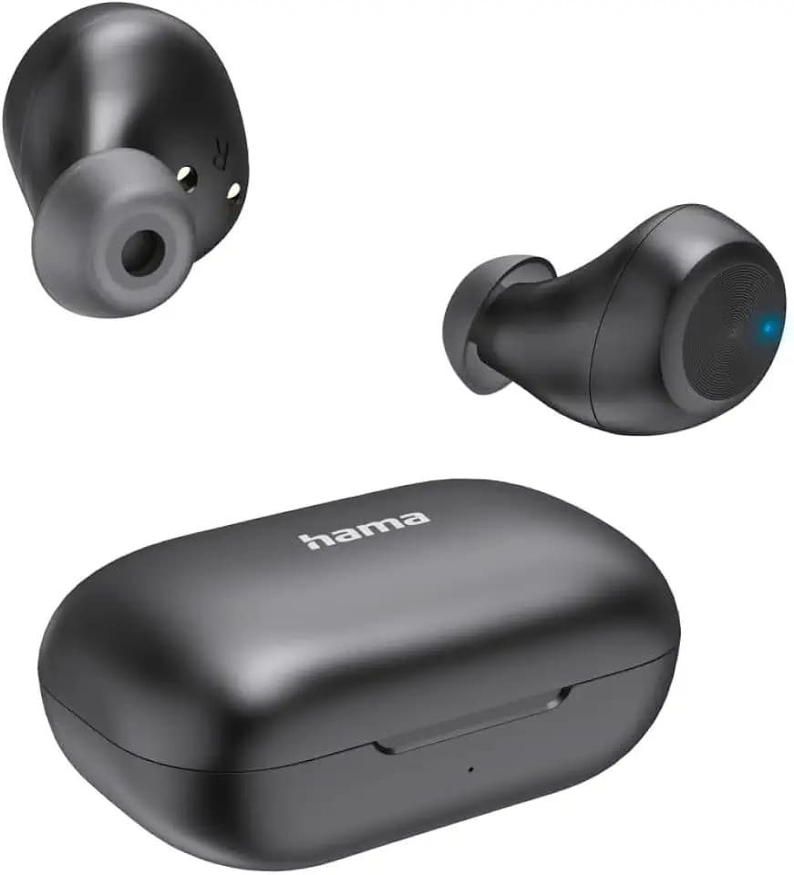 Hama Bluetooth Kopfhörer In Ear (3 Equalizer Modi, TWS Kopfhörer mit Mikrofon, Bluetooth Headset mit Touch Control, Sprachsteuerung, Passive Geräuschunterdrückung, spritzwassergeschützt) schwarz