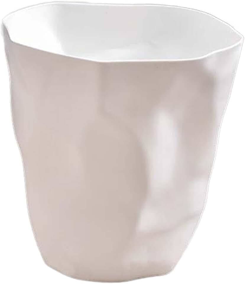 Milageto Weißer Mülleimer ohne Deckel, Kreativer Papierkorb, Leichter Kunststoff Abfalleimer, Trash Can, Moderner Haushaltseimer für Zuhause, Büro, Küche, Schlafzimmer, Badezimmer, 24.5 x 25cm