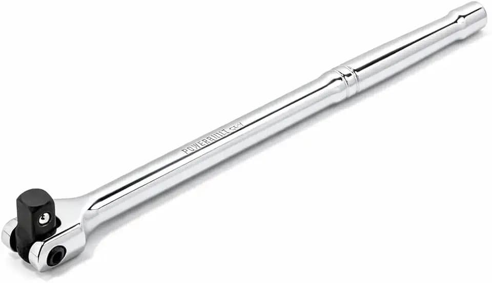 Powerbuilt 1/2" Drive Flex Handle, 12 Inches Long Extension Breaker Bar, Chrome Vanadium Steel Made-642504