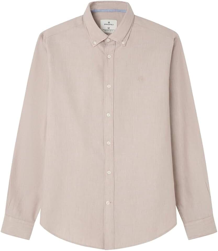 Springfield Herren Oxford Tencel Shirt with Peach Melange Hemd