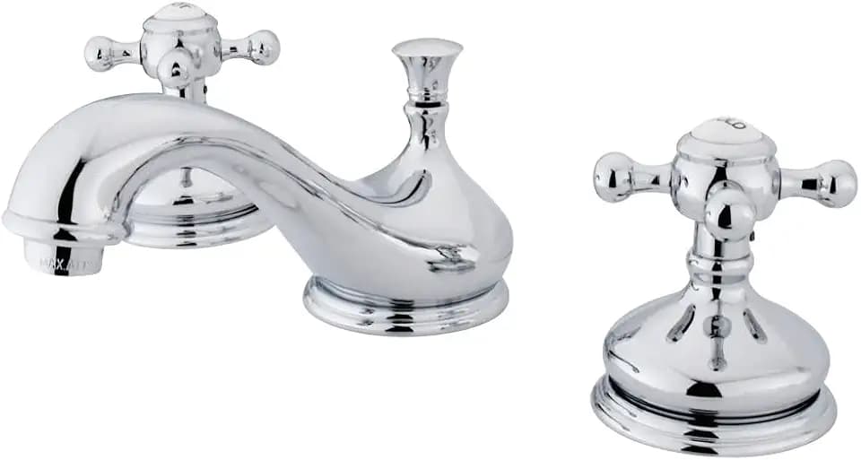 Kingston Brass KS1161BX Vintage Widespread Lavatory Faucet with Metal cross handle, Polished Chrome, 8-Inch Adjustable Center