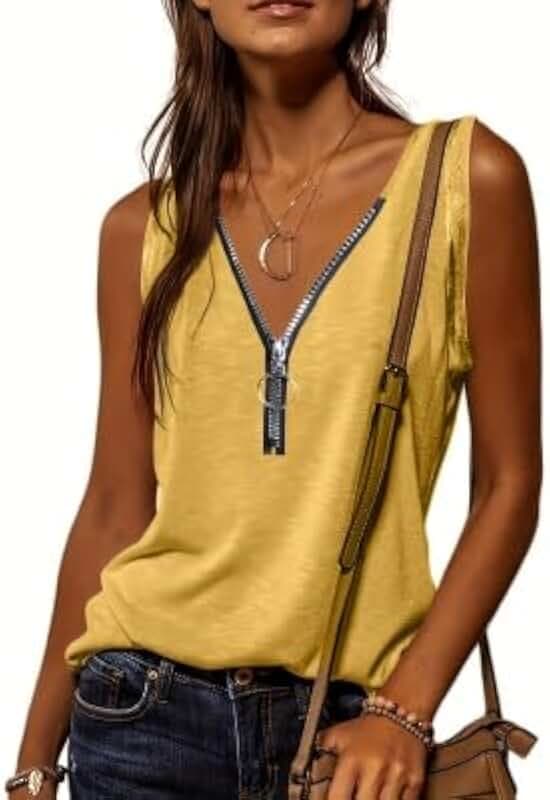 Haloumoning Damen Sommer Tank Top 5 Yellow, XXL