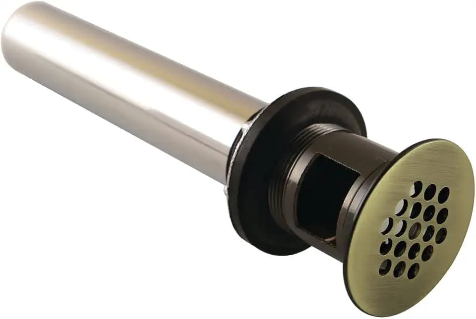 Kingston Brass KB5003 Grid Drain with Overflow, Antique Brass 8.25 x 2.25 x 2.25