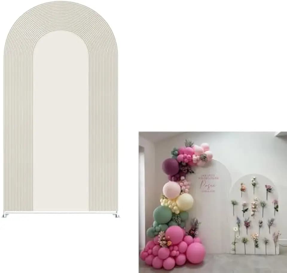 Arch Backdrop Cover Printed Ripples Baby Shower Decors Ripple Pattern Arch Spandex Cover for Wedding Bridal Fiesta Birthday Party Supplies (7.2x4ft Cover,White)