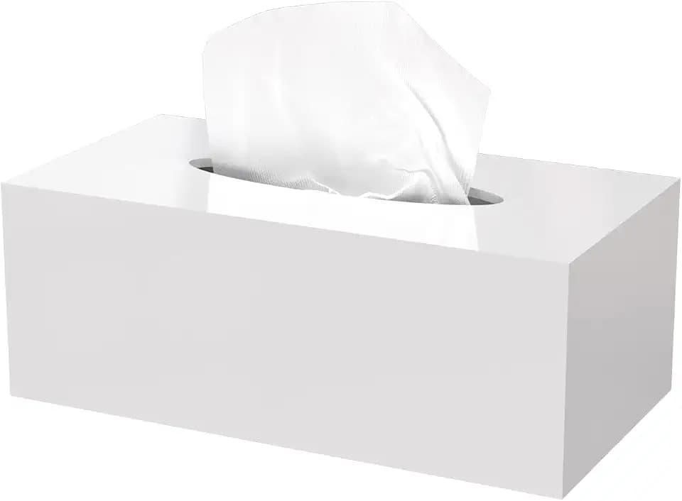 Acrylic Tissue Box Cover Rectangle, PITBVO White Tissue Box Holder
