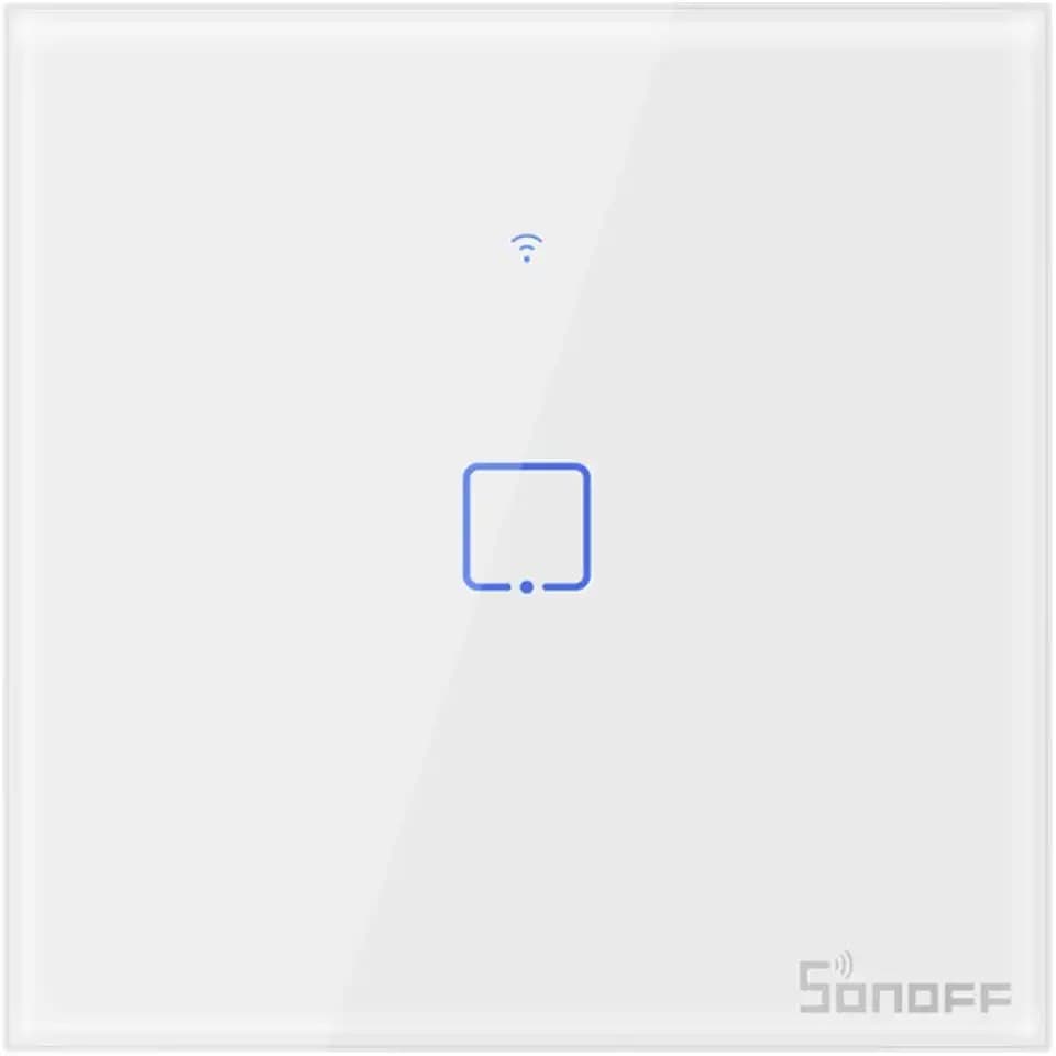 SONOFF T1EU1C Intelligenter kabelloser HF-WLAN-Wandlichtsteuerschalter, 1-Kanal Schalter vom 86er Typ für Automatisierungslösungen in der intelligenten Haustechnik, funktioniert mit Alexa, Google Home