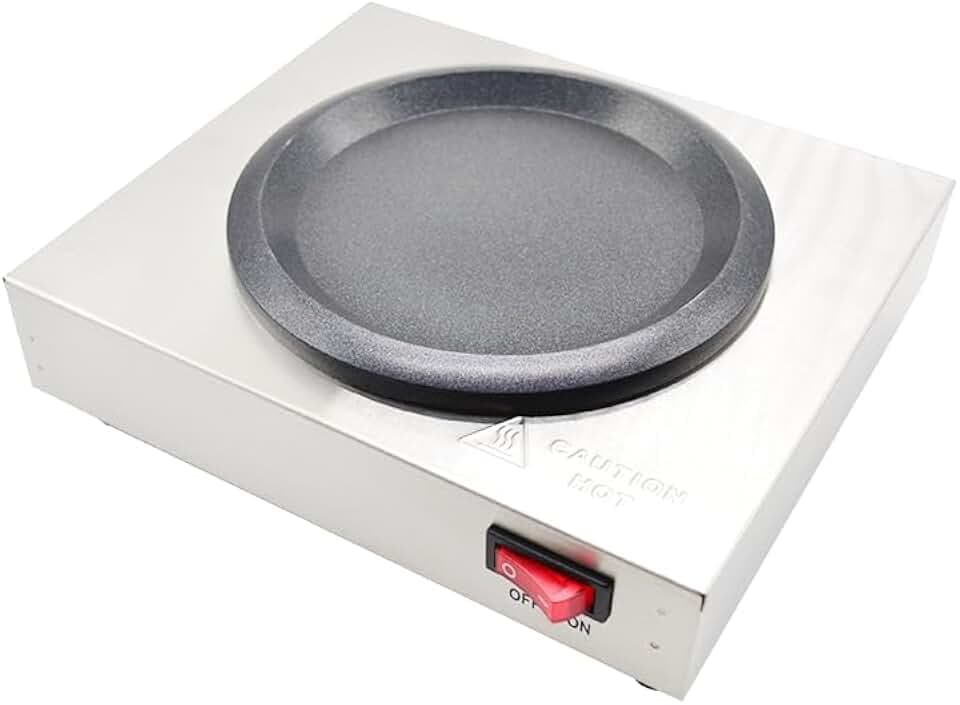 Commercial Coffee Decanter Warm Plate (Single Plate), Stainless Steel Structure with Non-Stick Aluminum Plate Shaped for Standard Decanter, Ideal for Cafe, Break Room, Buffet, Event and Commercial Use