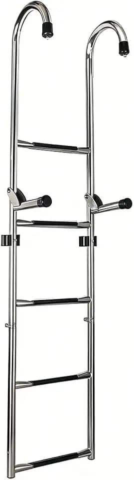 Stainless Steel 3 +2 Step Telescoping Ladder Sturdy Folding Dock Ladder Heavy Duty 3 Step+2 Step Stepladder for Marine Boat Ship Pontoon RV and More